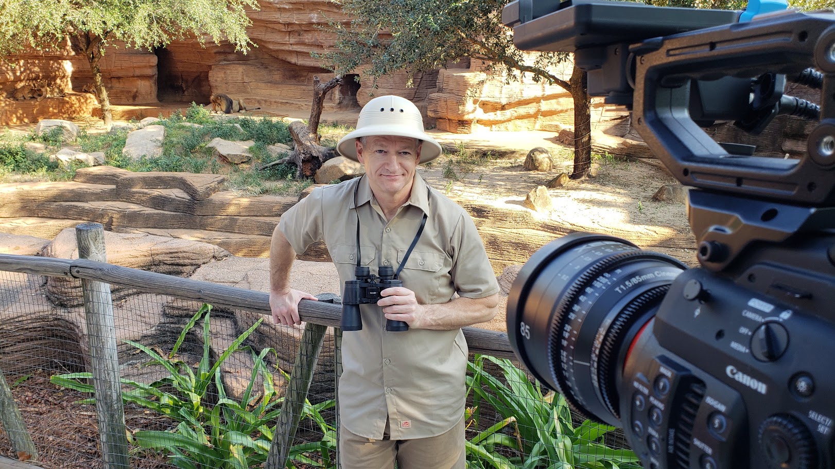 West Metro Chamber actor on set at Riverbank Zoo